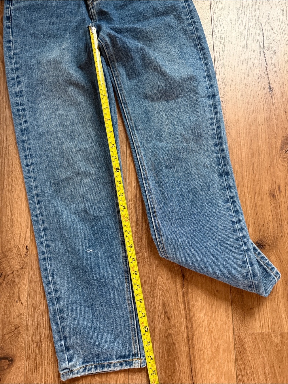 Loewe Medium Blue Straight-Leg Jeans with Tan Leather Patch - Picture 7 of 16